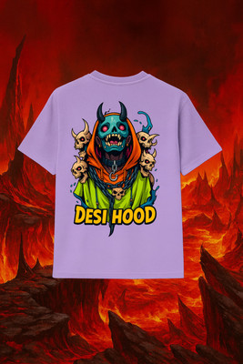 Desi Hood Graphic Print Men Round Neck Purple T-Shirt
