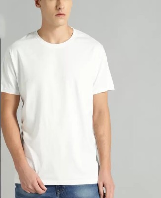 KAEZRI Solid Men Round Neck White T-Shirt