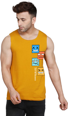 MINISTRY OF FRIENDS Printed, Typography Men Round Neck Yellow, White T-Shirt