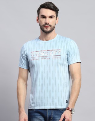 MONTE CARLO Printed Men Round Neck Blue T-Shirt