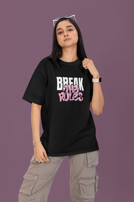 syom Graphic Print Women Round Neck Blue T-Shirt