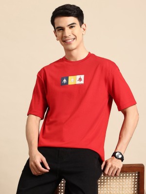 Mast & Harbour Printed Men Round Neck Red T-Shirt