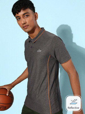 WROGN ACTIVE Solid Men Polo Neck Grey T-Shirt