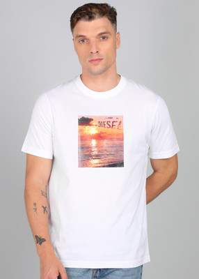 DIESEL Graphic Print Men Round Neck White T-Shirt