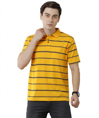 Classic Polo Striped Men Polo Neck Yellow T-Shirt