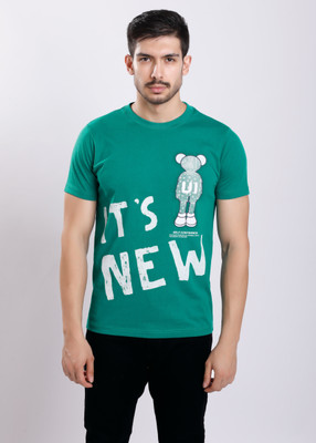 HIGHTRIBE Printed Men Round Neck Green T-Shirt