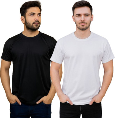 YUALIN CREATION Solid Men Crew Neck Multicolor T-Shirt