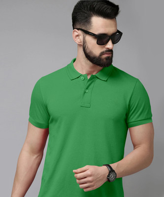 METRONAUT Solid Men Polo Neck Green T-Shirt