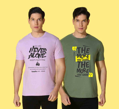 WOOSTRO Printed Men Round Neck Green, Purple T-Shirt