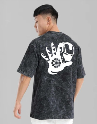 Hoffbuddy Graphic Print, Washed Men Crew Neck Black T-Shirt
