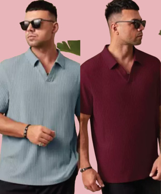 METRONAUT Solid Men Polo Neck Multicolor T-Shirt