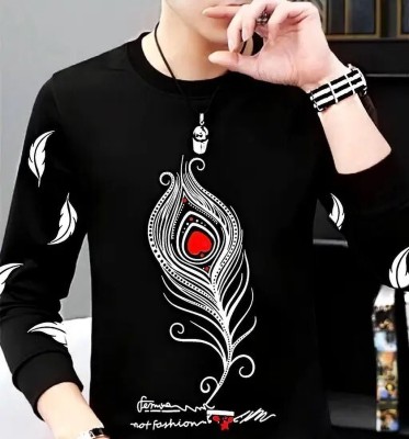 True Basket Printed Men Round Neck Black T-Shirt