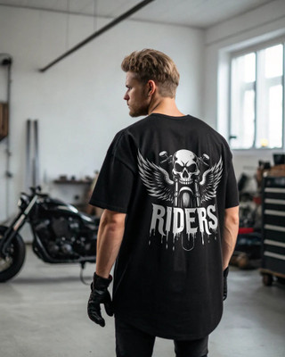 annnackel Typography Men Round Neck Black T-Shirt