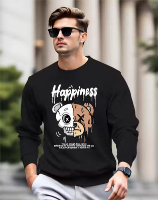 BubbleTwyst Printed Men Round Neck Black T-Shirt