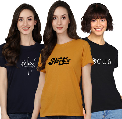 Adyavastram Graphic Print Women Round Neck Multicolor T-Shirt
