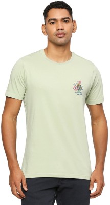 BASICS Solid Men Round Neck Green T-Shirt