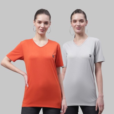 VIMAL JONNEY Solid Women V Neck Multicolor T-Shirt