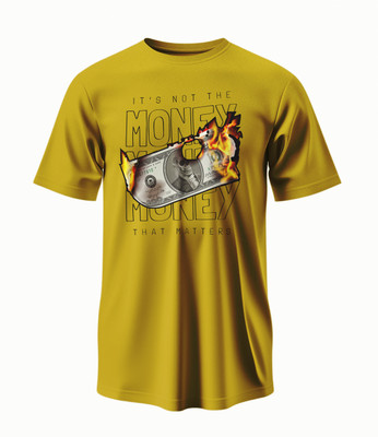shamigraphics Solid, Graphic Print Men Round Neck Yellow T-Shirt