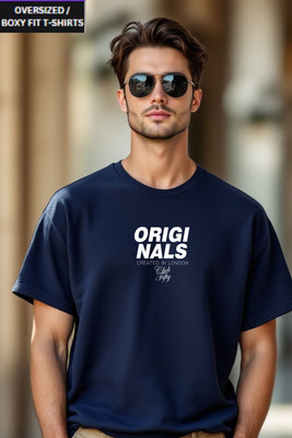 UrGear Printed Men Round Neck Dark Blue T-Shirt