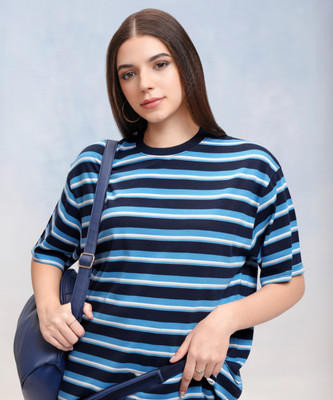 Tokyo Talkies Striped Women Round Neck Multicolor T-Shirt