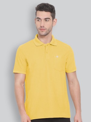 Lux Nitro Solid Men Polo Neck Yellow T-Shirt