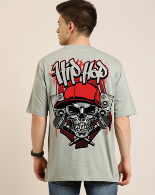 Clickwell Trending Printed Men Round Neck Grey T-Shirt