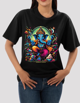 sova legacy Printed Women Round Neck Black T-Shirt