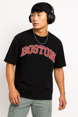 JoyandHappiness Printed Men Round Neck Black T-Shirt