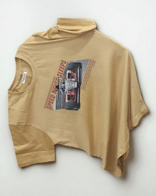 Magneto Printed Men Crew Neck Beige T-Shirt