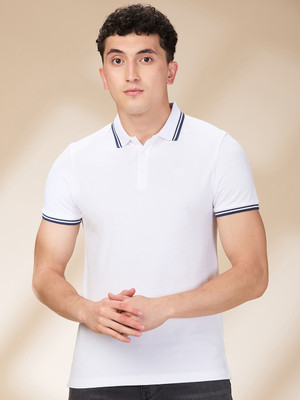 BEING HUMAN Solid Men Polo Neck White T-Shirt