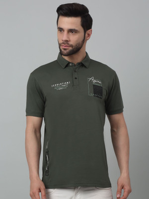 CANTABIL Striped Men Polo Neck Green T-Shirt