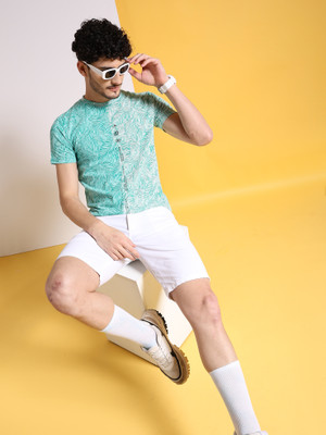 The Indian Garage Co. Printed Men Round Neck Green T-Shirt