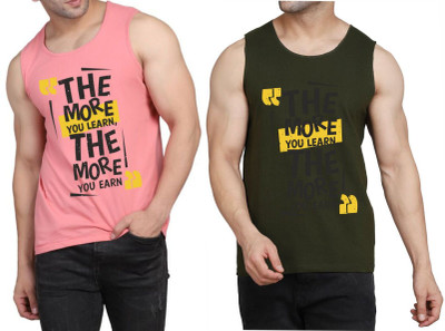 Restore Printed Men Round Neck Pink, Dark Green, Multicolor T-Shirt