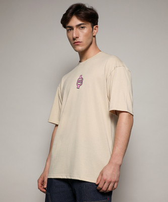 CAMPUS SUTRA Solid Men Crew Neck Yellow T-Shirt