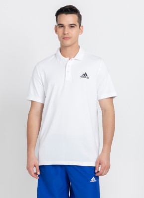 ADIDAS Printed Men Polo Neck White T-Shirt