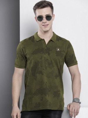 The Indian Garage Co. Printed Men Polo Neck Green T-Shirt