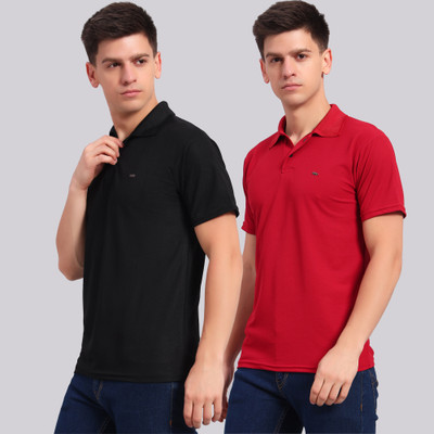ZEPPI Solid Men Polo Neck Multicolor T-Shirt