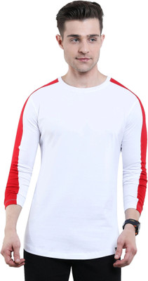Texman Solid Men Round Neck Red, White T-Shirt