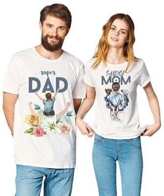 LeZoir Printed, Graphic Print Couple Round Neck White T-Shirt