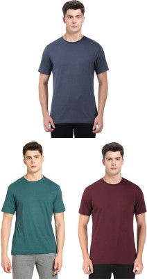 JOCKEY Solid Men Round Neck Dark Blue, Green, Maroon T-Shirt