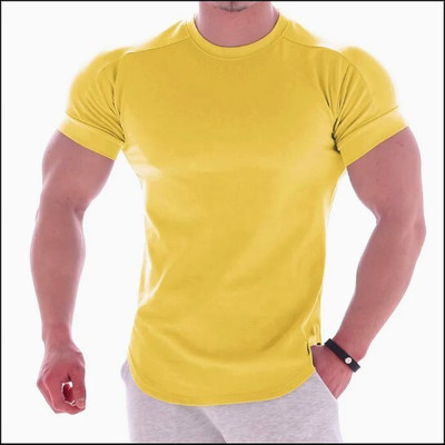 FURRR Solid Men Round Neck Yellow T-Shirt