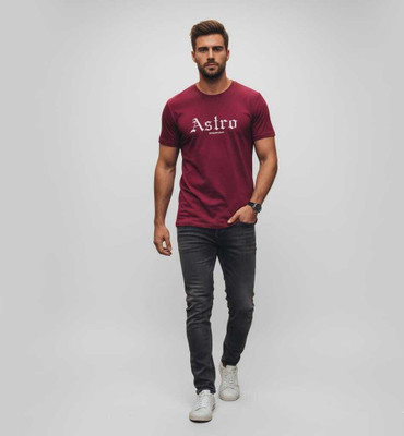 Rachmun enterprises pvt ltd Typography, Graphic Print Men Round Neck Maroon T-Shirt
