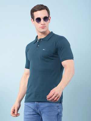 rkg Solid Men Polo Neck Dark Blue T-Shirt