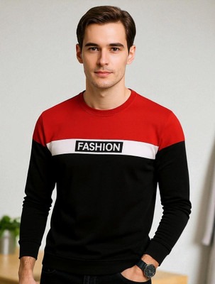 Autna Colorblock Men Round Neck Red T-Shirt
