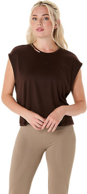 Asics Solid Women Round Neck Brown T-Shirt