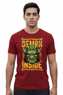 Locastitch Graphic Print Men Round Neck Red T-Shirt