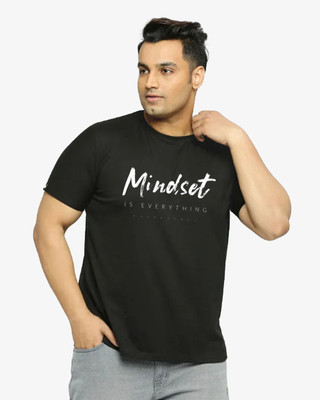 KIXO PLUS Printed Men Round Neck Black T-Shirt