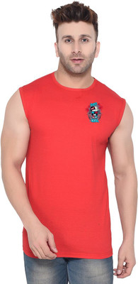Lawful Casual Printed Men Round Neck Red T-Shirt
