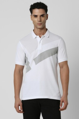 VAN HEUSEN Colorblock Men Polo Neck White T-Shirt