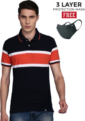 ONN Striped Men Polo Neck Multicolor T-Shirt